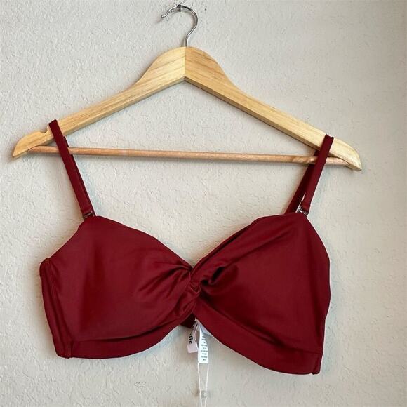 Andie swim Capri Top Women's Swimwear L‎ Maroon Brown Adjustable Strap - Picture 1 of 7